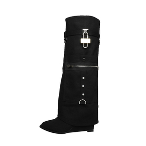 데님 카우보이 Botas Para Dama 가죽 여성 여성용 하이힐 부츠 무릎 높이
