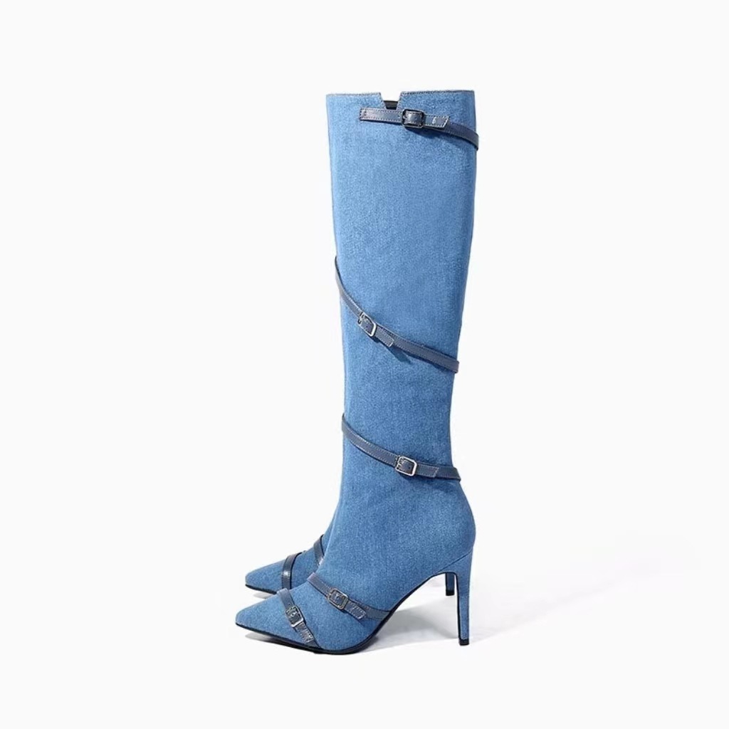 카우보이 데님 부츠 여성 Martin Botas 힐 부츠 Botas Vaqueras 여성 신발 부츠