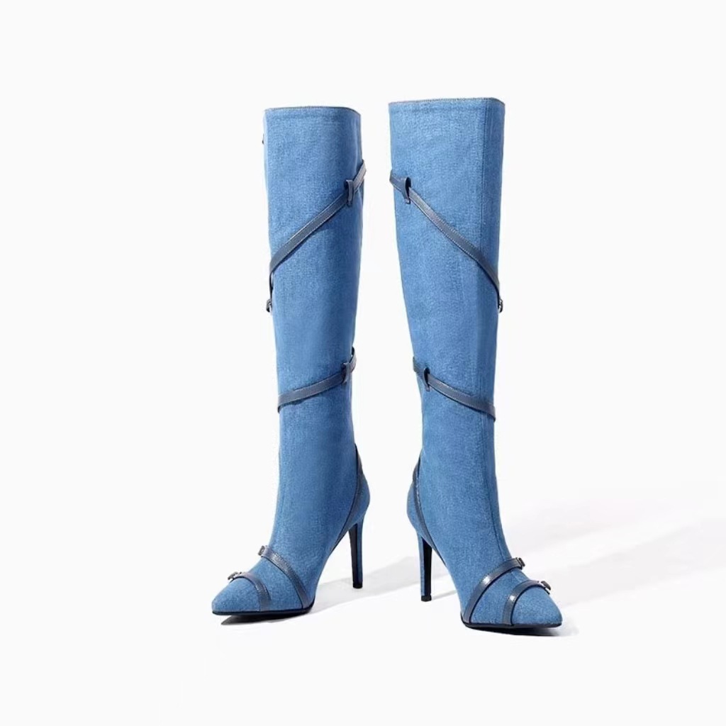 카우보이 데님 부츠 여성 Martin Botas 힐 부츠 Botas Vaqueras 여성 신발 부츠